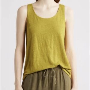 2 EILEEN FISHER organic linen scoop neck tank top bundle S